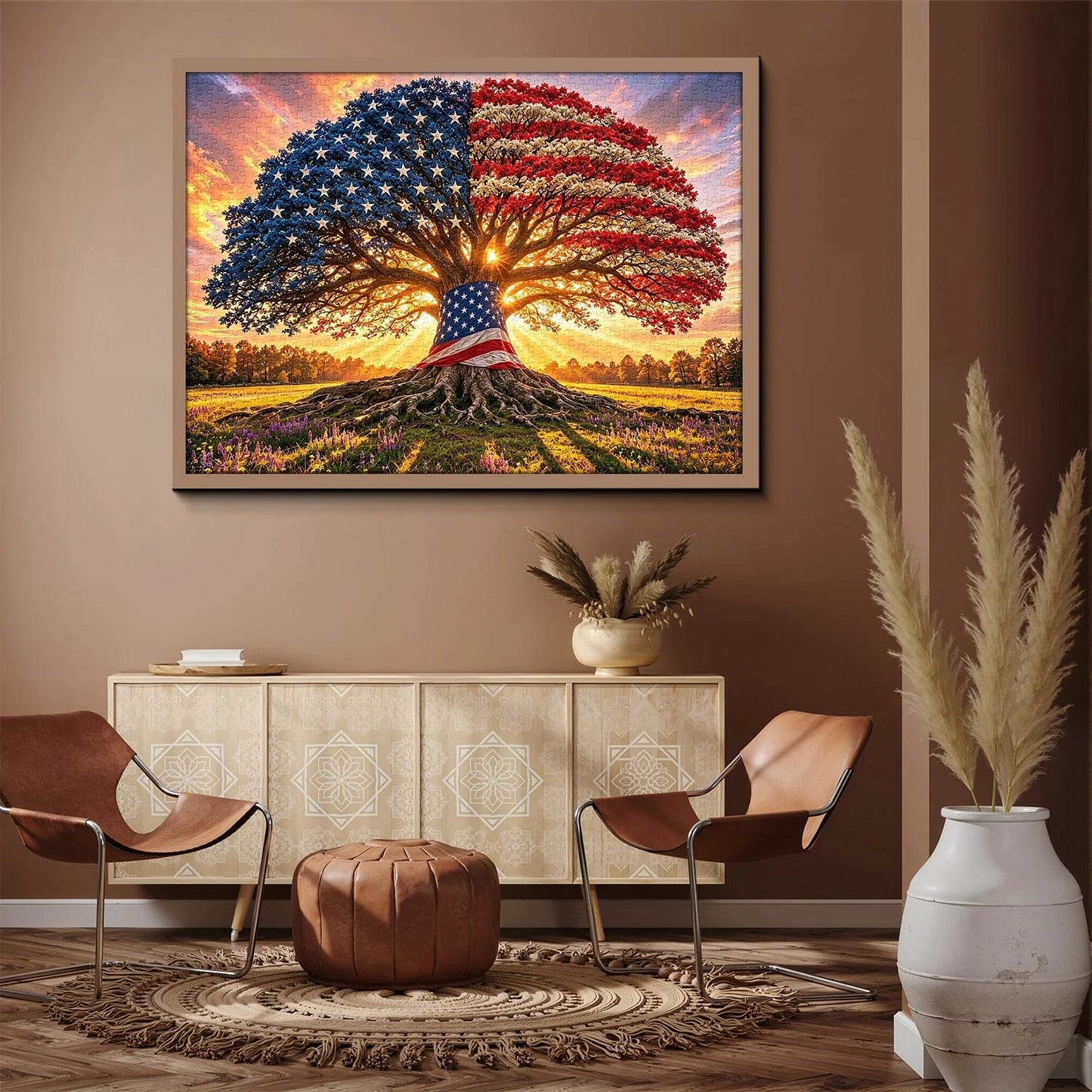 Liberty Root Oak Jigsaw Puzzle 1000 Piece – Patriotic Flag Tree Design
