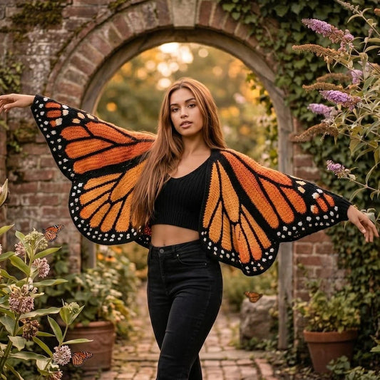 Monarch Butterfly Cardigan – Handcrafted Statement Piece 🦋