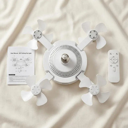 🌀E26/E27 Socket Ceiling Fan Light – 2-in-1 LED Light & Quiet Fan with Remote Control