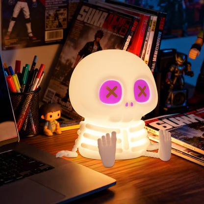 👻Halloween Skull Night Light, Soft Squeeze Silicone Lamp 7 Color Changing 🎃🦇