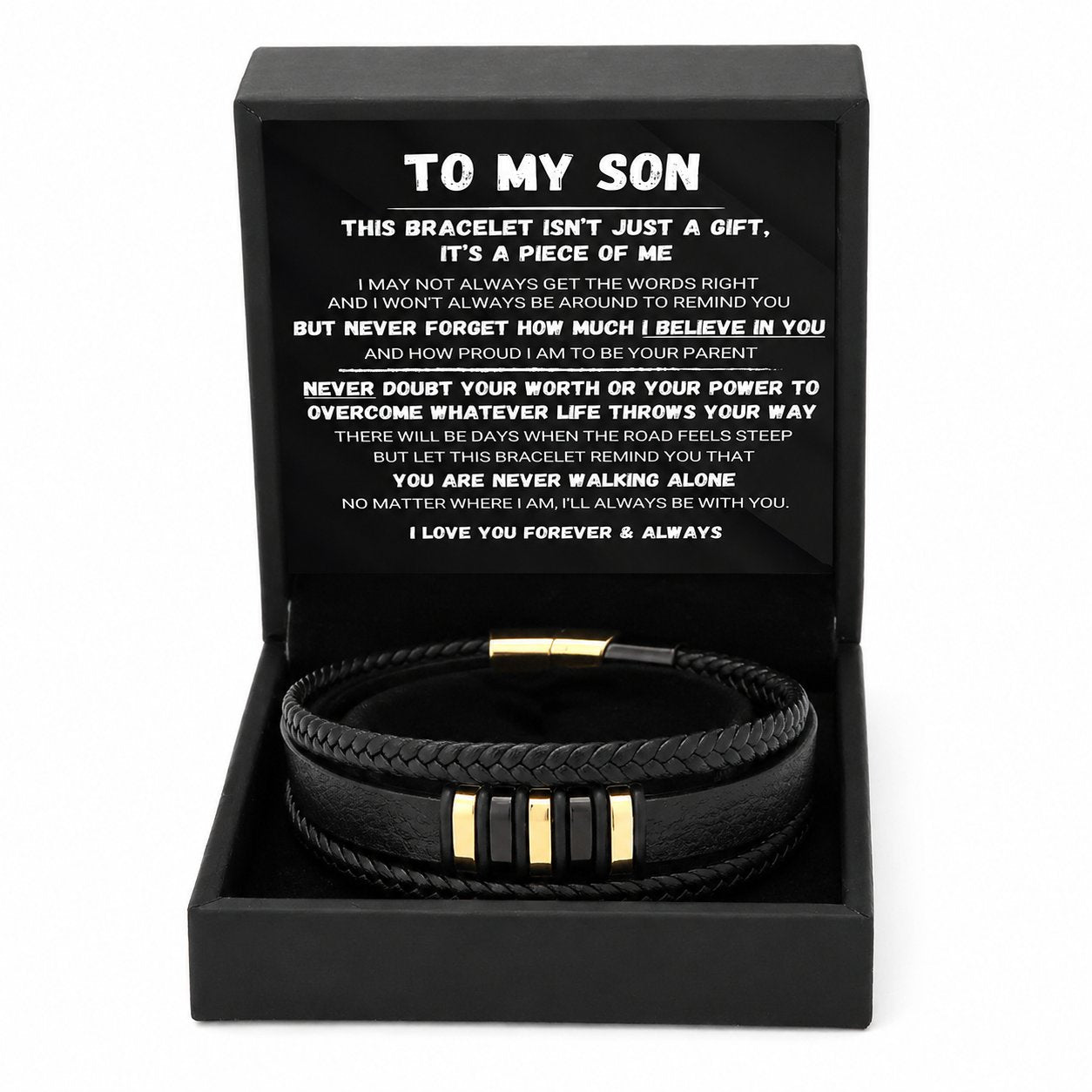 🖤To My Son — Never Walk Alone Braided Bracelet Set