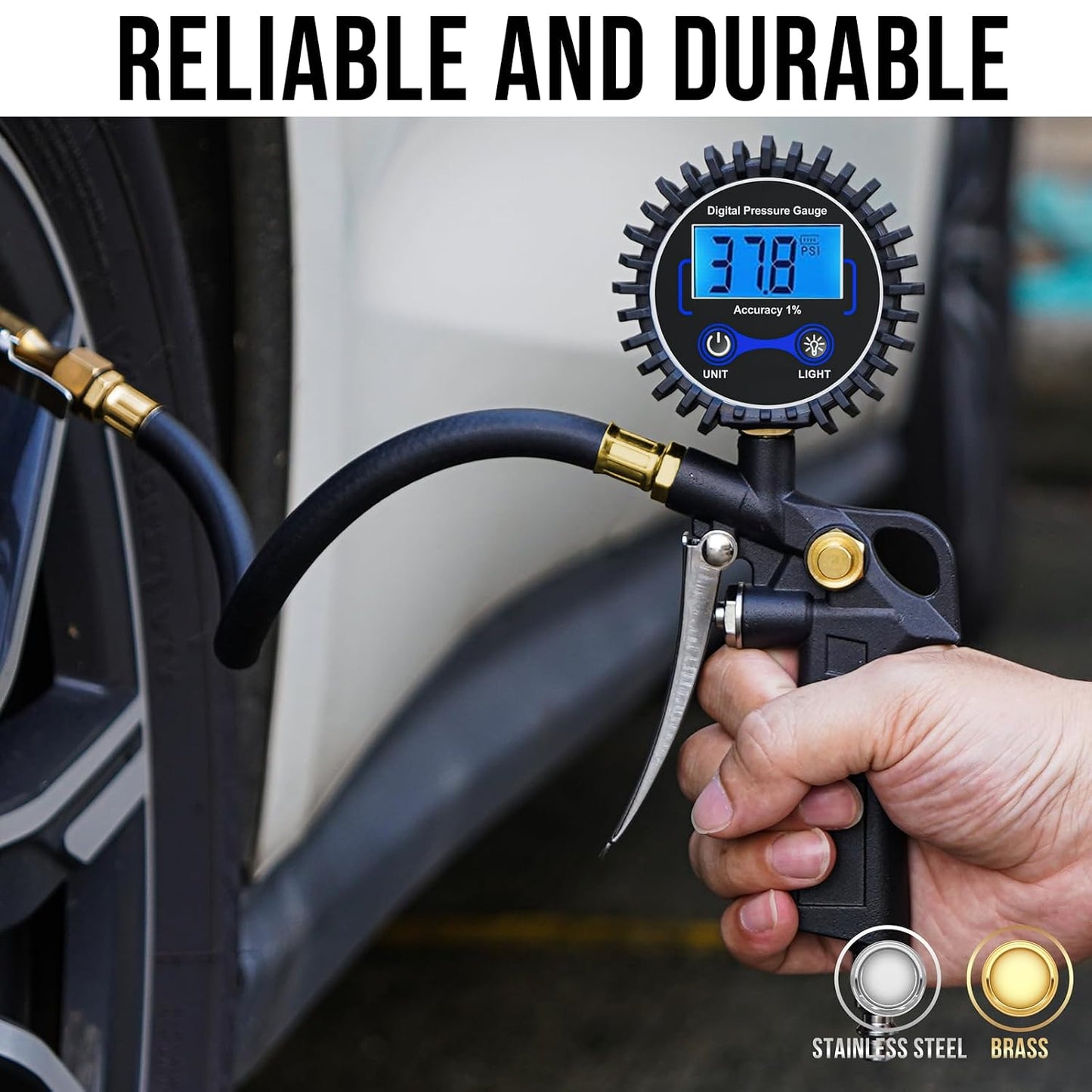 🔥LAST DAY 49% OFF - 🛠️🚗 High Precision Digital Tire Inflator Pressure Gauge | 3-in-1 Inflate Deflate Check Tire Tool
