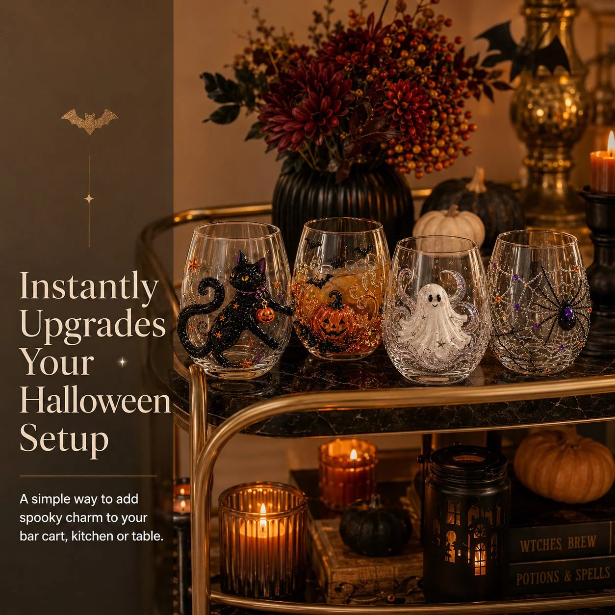 🔥LAST DAY 49% OFF - 🎃 3D Halloween Artisan Glass Cups, Festive Parties & Cozy Fall Home Bar Vibes