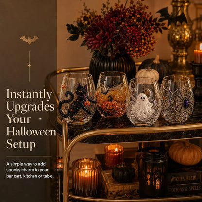 🔥LAST DAY 49% OFF - 🎃 3D Halloween Artisan Glass Cups, Festive Parties & Cozy Fall Home Bar Vibes