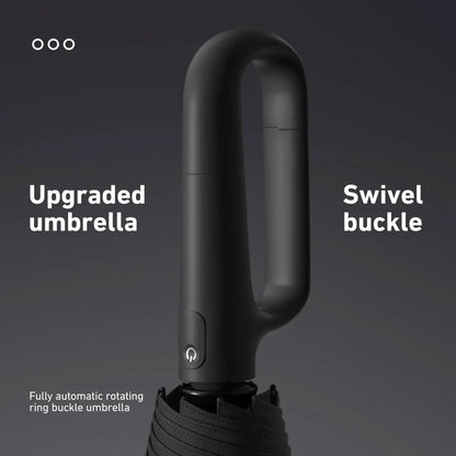 Portable Automatic Folding Umbrella, Windproof Waterproof with Loop Buckle