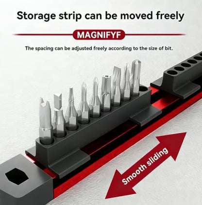 Pro-Series Aluminum Magnetic Hex Bit Organizer | 40-Slot 1/4" Drive Holder