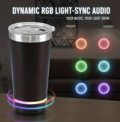 Stainless Steel 16.oz Nsulated MUG With Built-in Bluetooth Speaker Rechargeable Wireless Multi-color LED Lights Prefect Gift