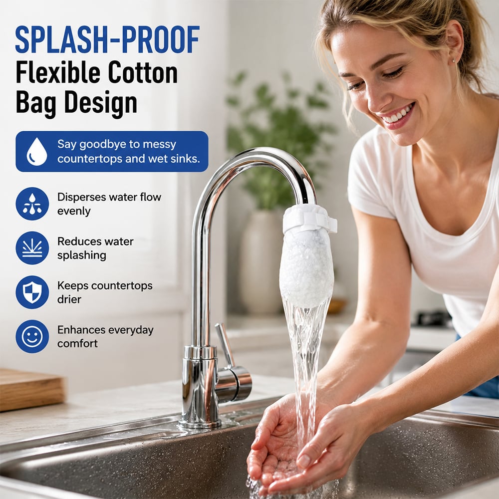 Faucet Filter Cotton Bags - Universal, 100 PCS Splash-Proof Faucet Filter Set