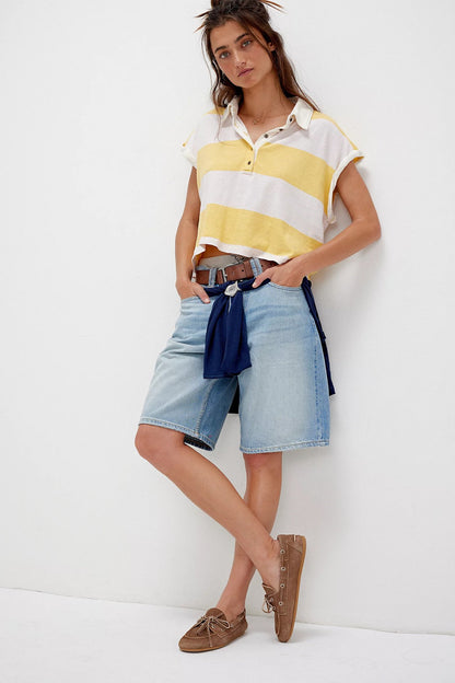 Women's Summer Striped Polo Shirt – Casual Loose Short Sleeve Top