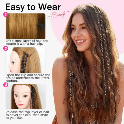 🔥🆕 2026 Boho Dreadlock Clip-In Hair Extensions 🌿 – 20" Braided Hair with Beads & Charms(✨2Pcs)