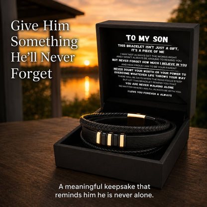 🖤To My Son — Never Walk Alone Braided Bracelet Set