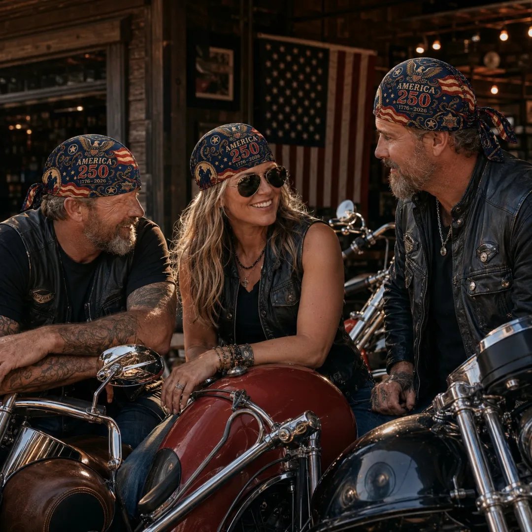 🔥LIMITED AMERICA 250 DESIGN — Cycling Pirate Hat / Biker Headwrap (Adjustable tie-back fit)