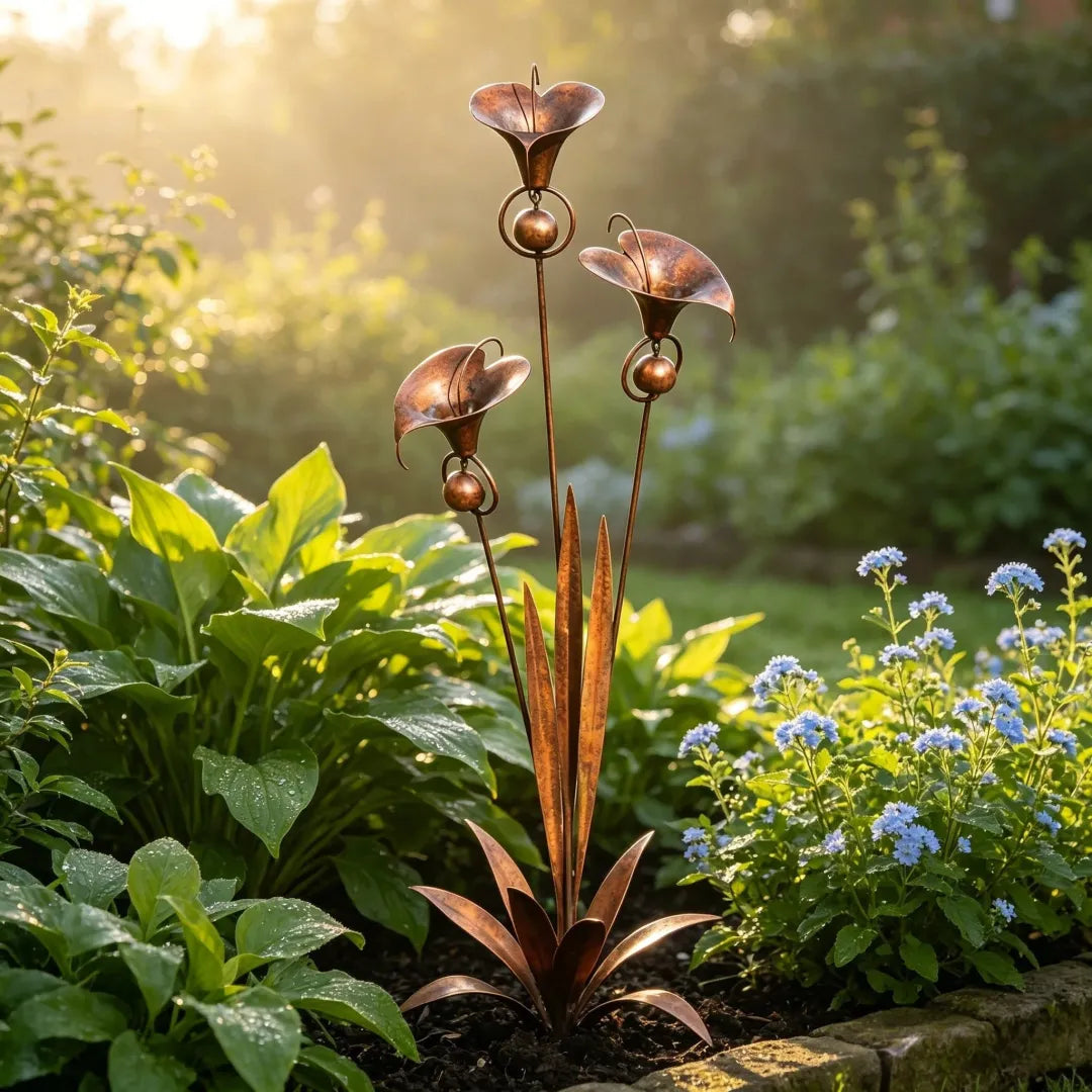 Copper Calla Lily Garden Chime Set – Peaceful Outdoor Decor for Flower Lovers 🌿🔔