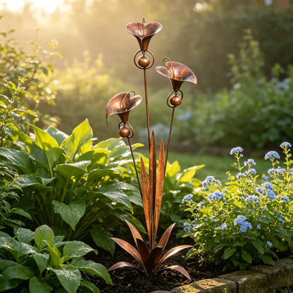 Copper Calla Lily Garden Chime Set – Peaceful Outdoor Decor for Flower Lovers 🌿🔔