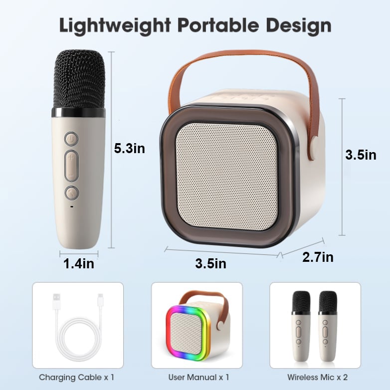 Mini Bluetooth Karaoke Speaker with Wireless Microphones