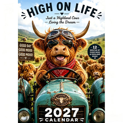 2027 Funny Highland Cows Wall Calendar A4 Hanging Calendar
