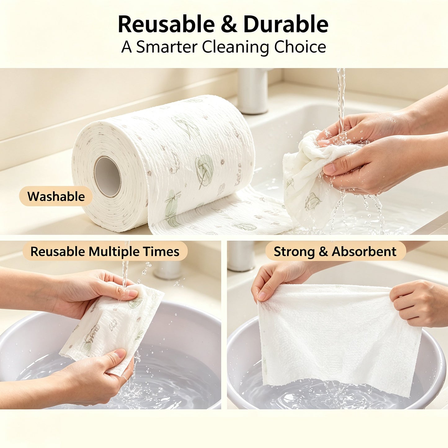 🧽 50Pcs Reusable Cleaning Lazy Rags Roll –  Washable Kitchen Towels & Multi-Purpose Wiping Cloths for Home Cleaning