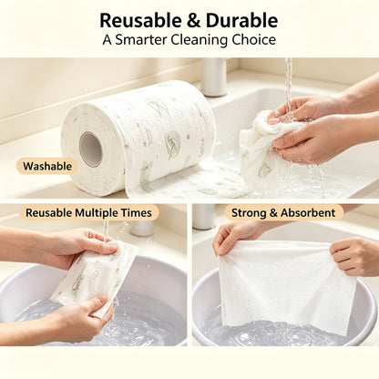 🧽 50Pcs Reusable Cleaning Lazy Rags Roll –  Washable Kitchen Towels & Multi-Purpose Wiping Cloths for Home Cleaning