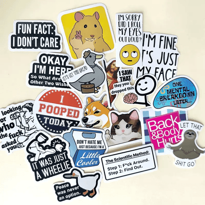 🔥💡130PCS Funny Saying Sticker Pack - Snarky, Sarcastic Bold Humor Vinyl Waterproof Meme stickers for laptop