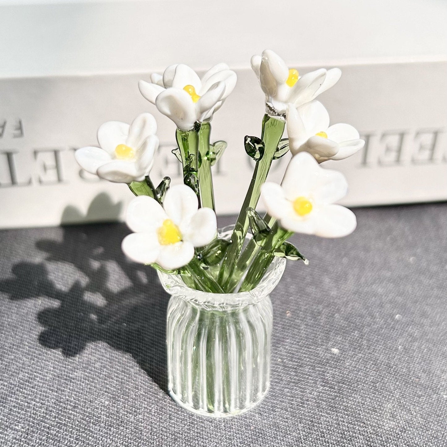 Mini Glass Flower Ornament Crafts Artificial Flower Floral Figurine