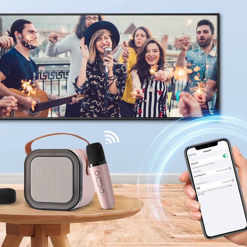Mini Bluetooth Karaoke Speaker with Wireless Microphones