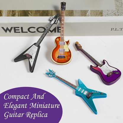 4Pcs Wooden Miniature Electric Guitar-Miniature Bass Guitar Model