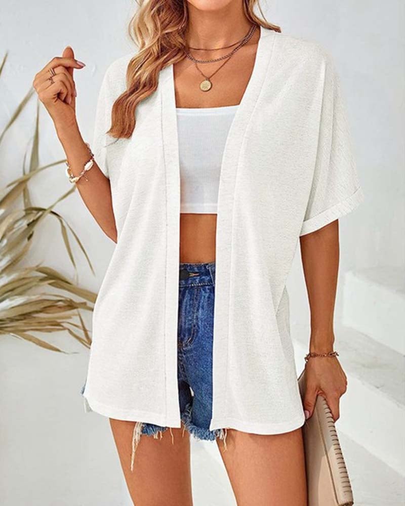 Short Sleeve Casual Solid Coat