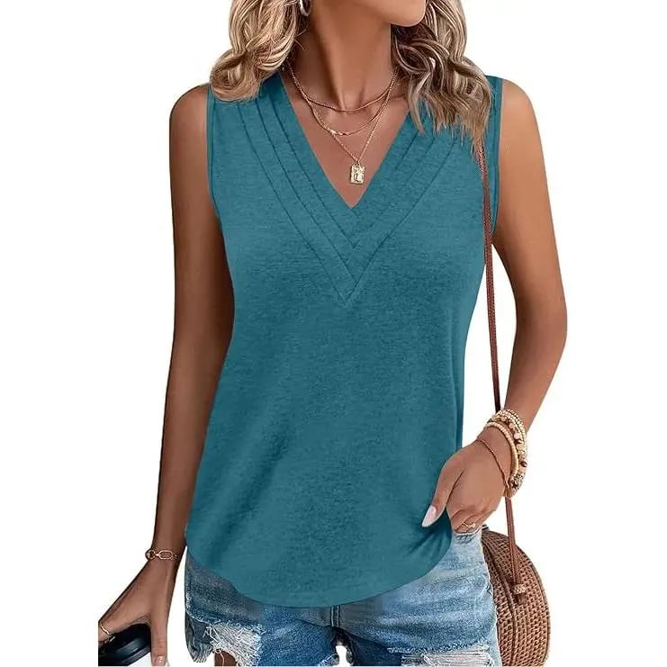 🎁✨Women V Neck Tank Tops Dressy Casual Summer Loose Fit Sleeveless Shirts Blouse Comfy Womenswear Soft Basic