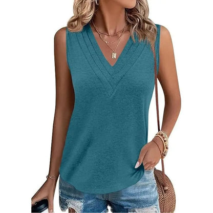 🎁✨Women V Neck Tank Tops Dressy Casual Summer Loose Fit Sleeveless Shirts Blouse Comfy Womenswear Soft Basic