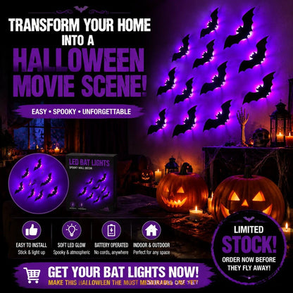 Glowing 3D Sculpted Halloween Wall Decor – Spooky Cordless Party Wall Art