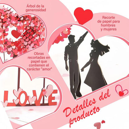 💕 Pop Up Anniversary Card, 3D Valentine's Day Anniversary Card with Love Tree & Hearts