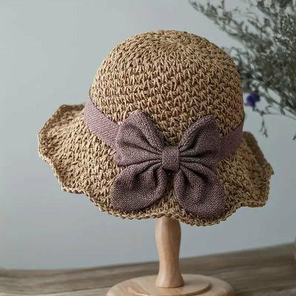 ✨Straw Hat with Retro Bow – Foldable & Breathable for Summer