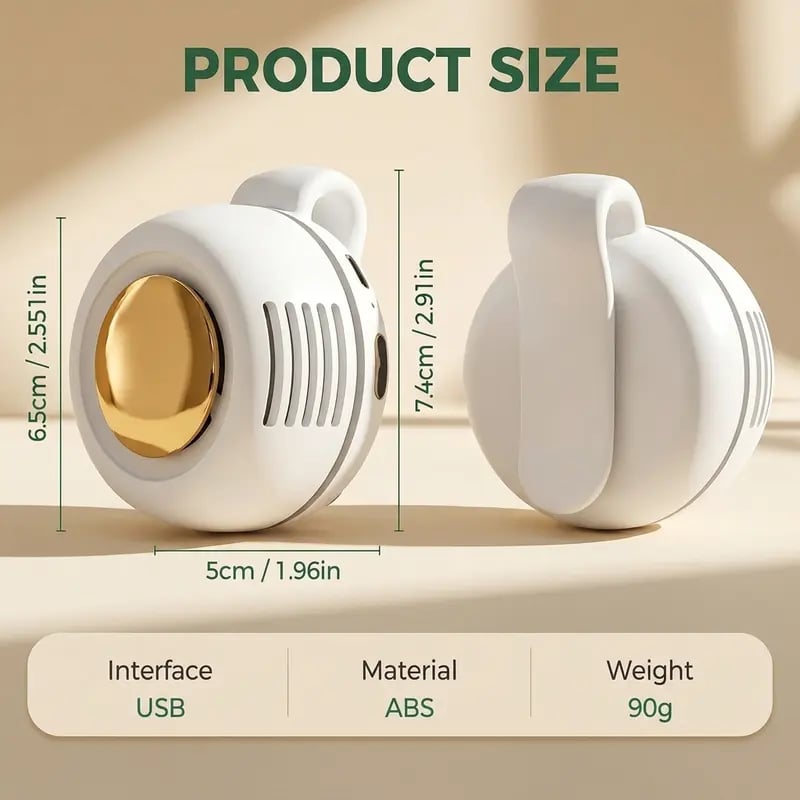 2026 Upgrade Mini Bladeless Fan. Portable, rechargeable, and silent.