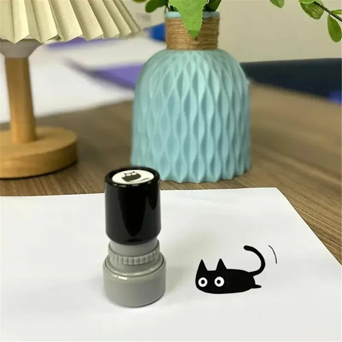 Cat Pattern Stamp, 5 Counts/set Round Self-inking Stamp