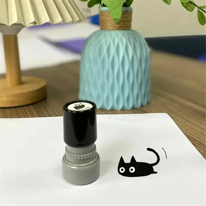 Cat Pattern Stamp, 5 Counts/set Round Self-inking Stamp