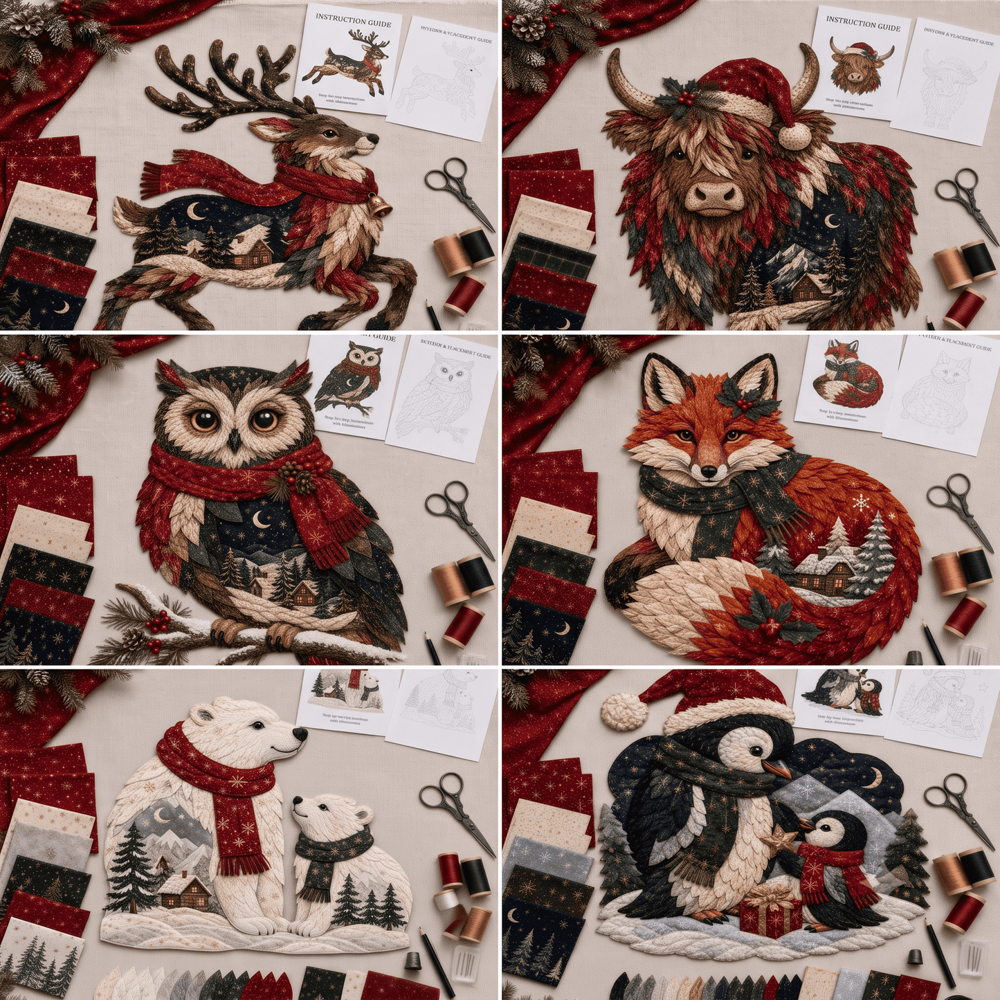 🔥Last Day 49% OFF - 🎄🎅Christmas Woodland Wildlife DIY Patchwork Kit – ✨Create a Festive Handmade Keepsake (📦Buy 2 Free Shipping)