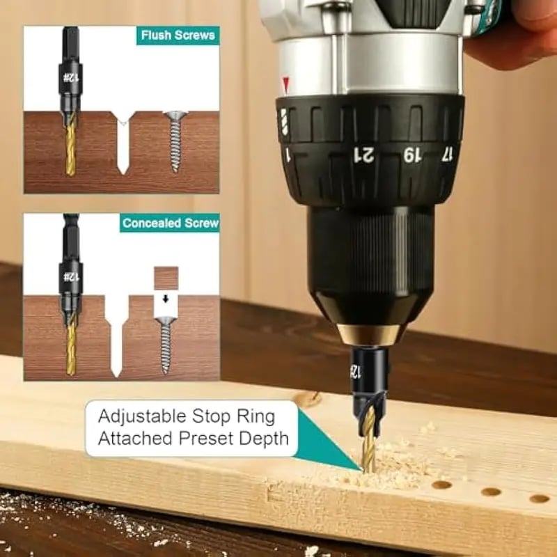 🛠️ 5PCS Countersink Drill Bit Set – Precision Drilling for Perfect Screw Holes