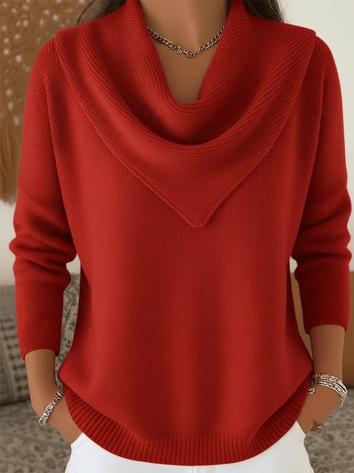 🔥Elegant Retro Soft Triangle Neck Solid Color Sweater Top