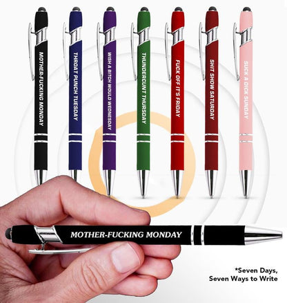 🔥Last Day Promotion 49% OFF💝Funny Stress-Relief Daily Quotes Metal Ballpoint Pen Set (7 Pcs) | 🎁Office Christmas Gift Exchange