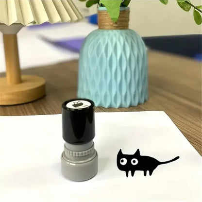 Cat Pattern Stamp, 5 Counts/set Round Self-inking Stamp