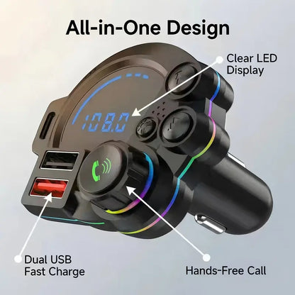 Bluetooth 5.3 Car Adapter Charger, 4-Port Fast Charging