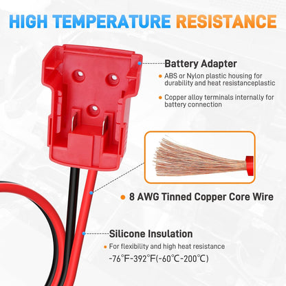 Car Starter Jumper Cables With Adapter For Dewalt 20v