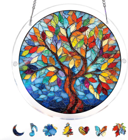 🧩Acrylic Jigsaw Puzzle Suncatcher - Glowing Feather Haven