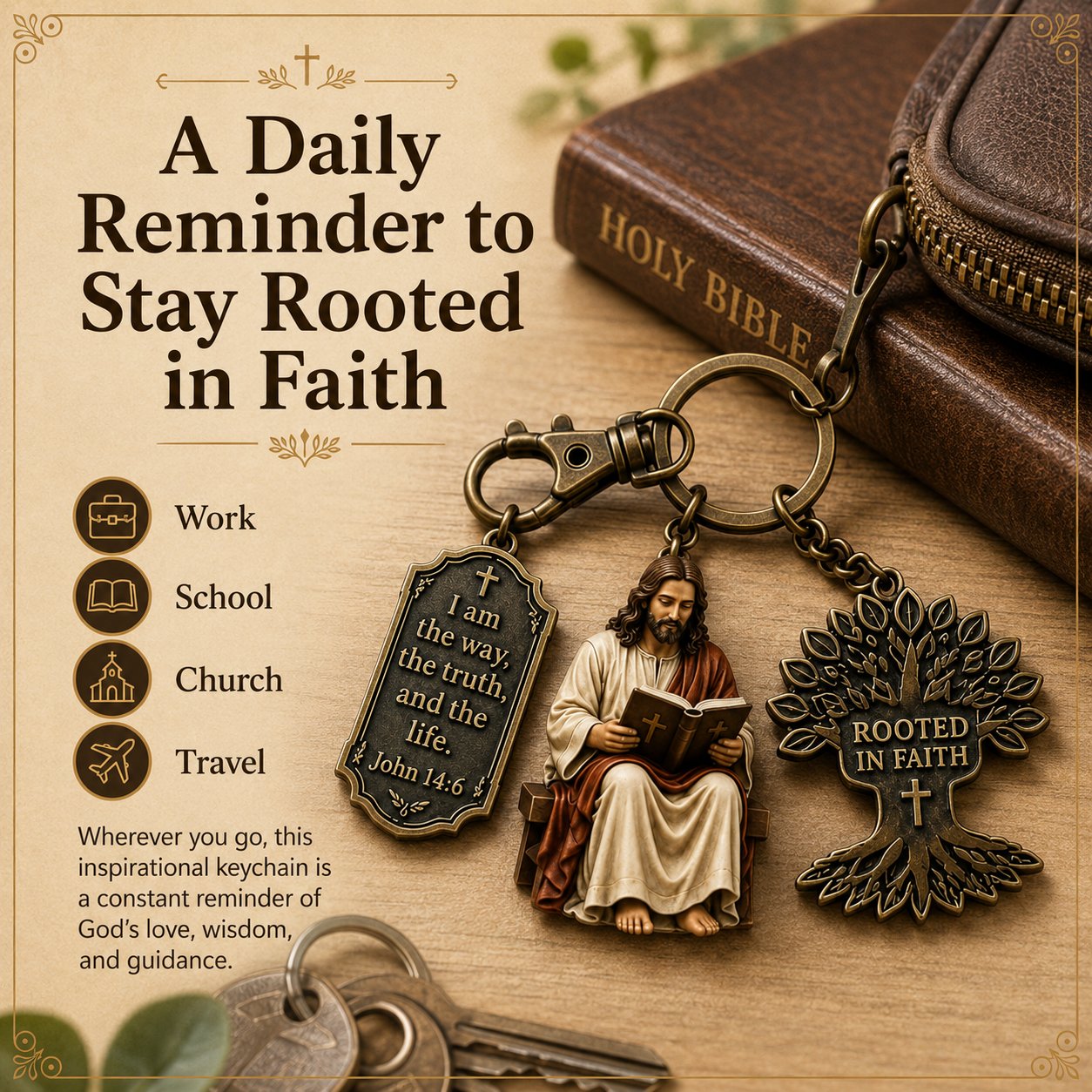 ✝️Jesus Reading Keychain