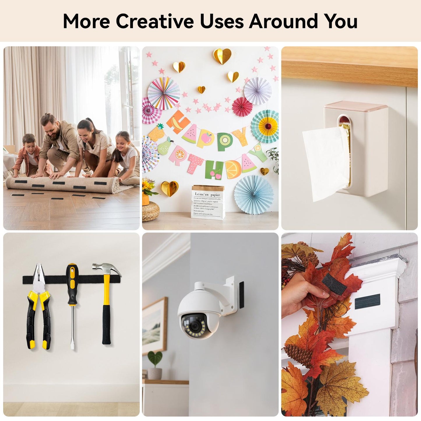 96 PCS Heavy Duty Hook and Loop Strips, Double Sided Reusable Adhesive Mounting Tape for Wall Hanging, Picture Frames, Cable Organizer, DIY Home Use
