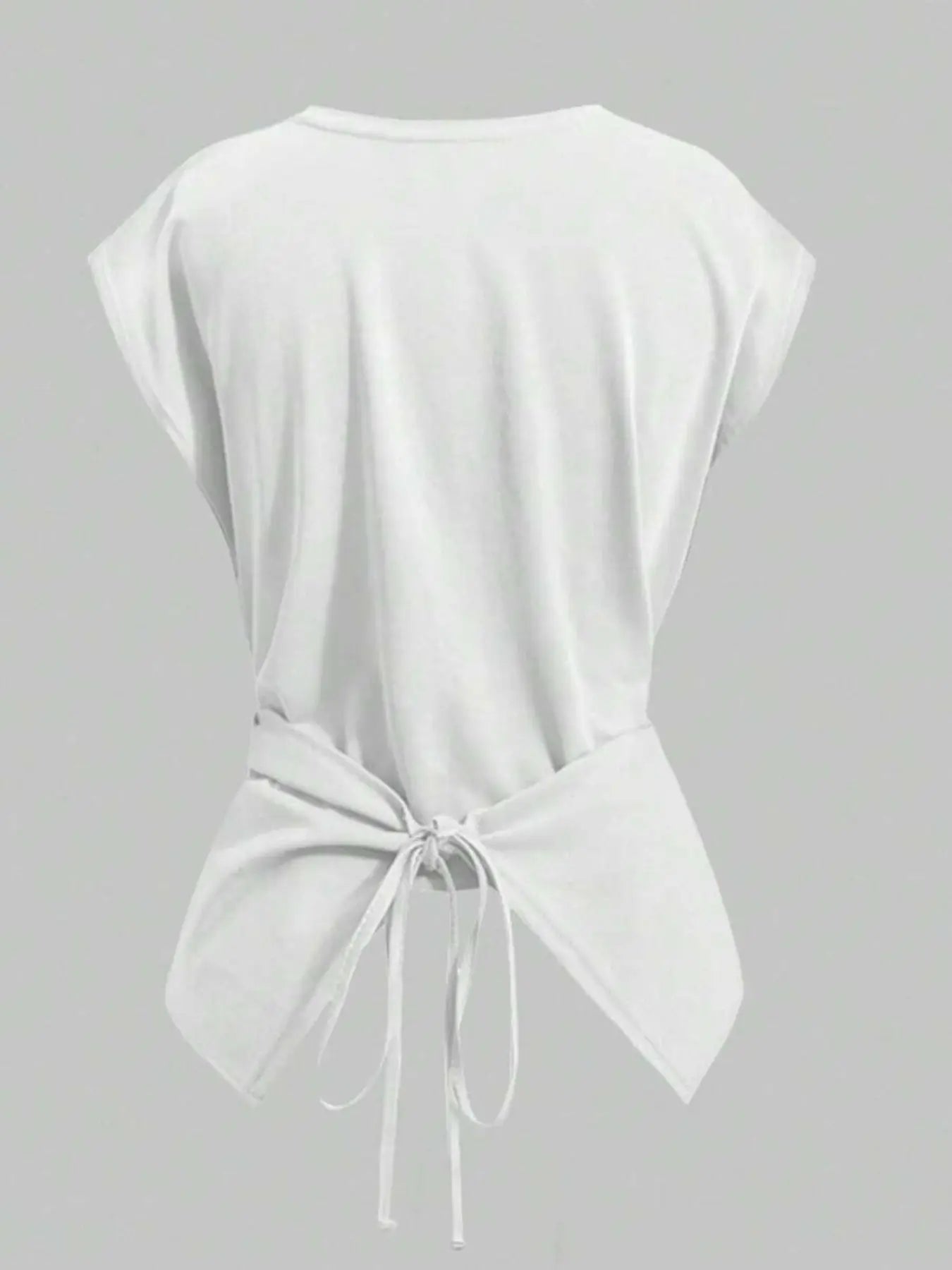 Women's Knitted Round Neck Criss Cross Back T-Shirt