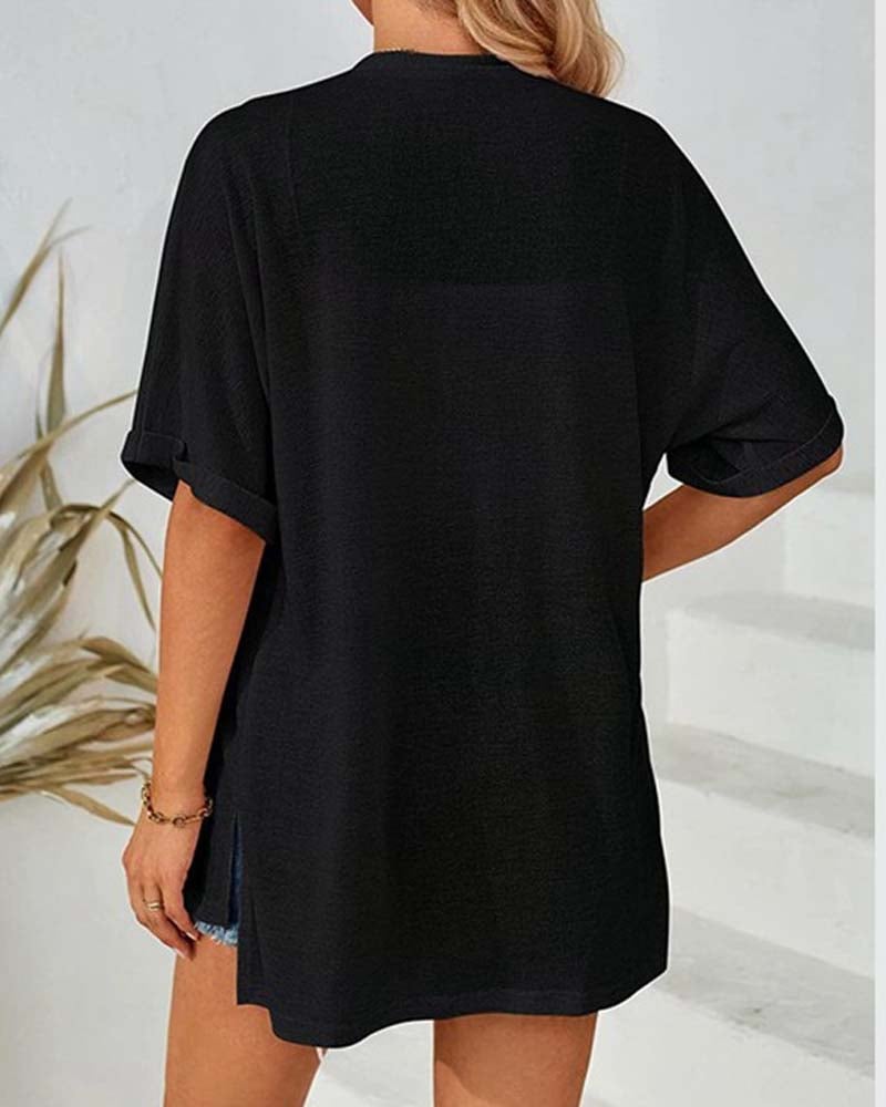 Short Sleeve Casual Solid Coat