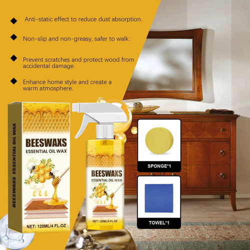 🪵Beeswax Wood Polish Spray 120ml | Natural Shine & Protection for Furniture, Floors, Cabinets – Non-Greasy, Anti-Dust Finish