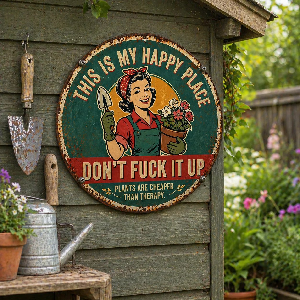 🌿💖"This Is My Happy Place" Garden Metal Sign