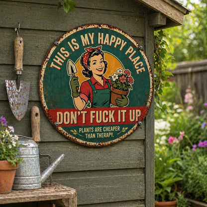 🌿💖"This Is My Happy Place" Garden Metal Sign
